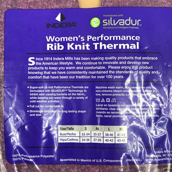 Indera Thermal Leggings Pant Small Ribbed Knit Silvadur Base Layers Wicking Soft - Picture 7 of 9